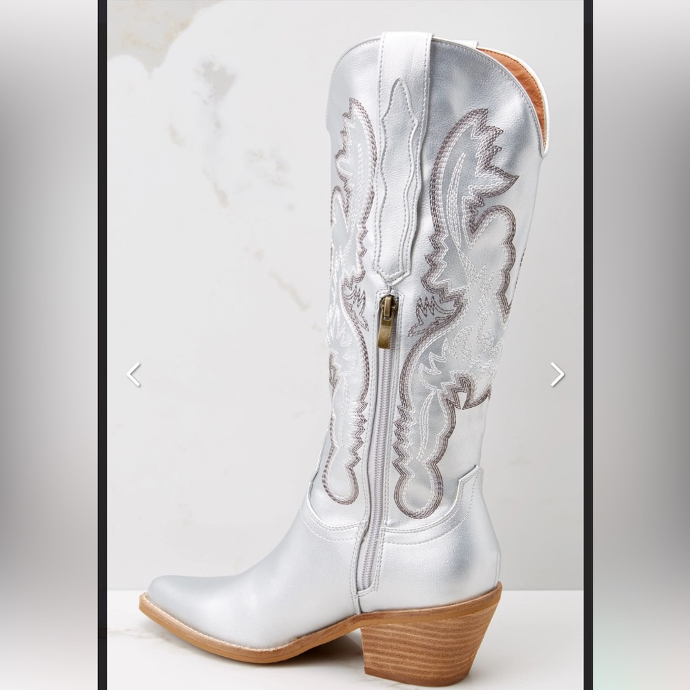 Silver Western Style Boots